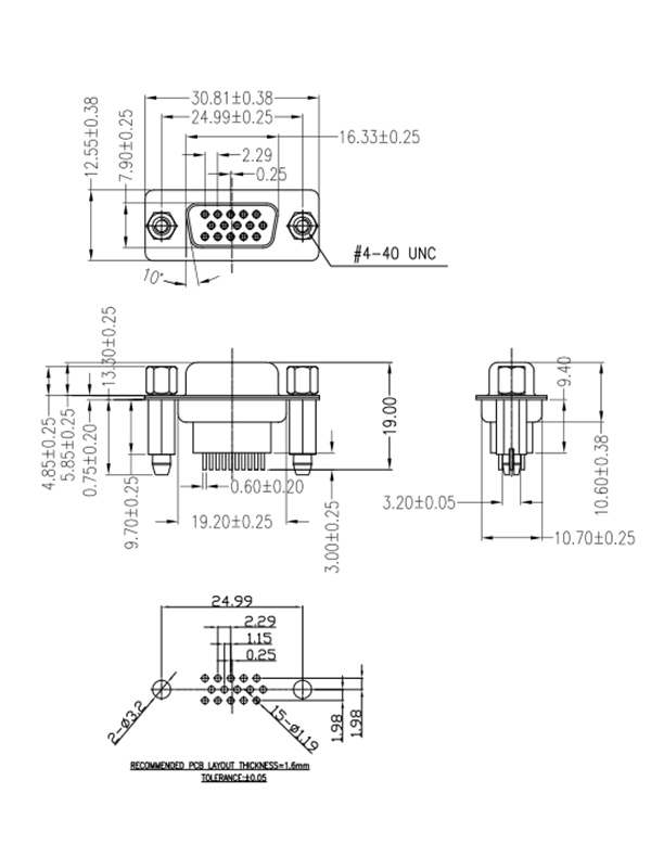 鉚鎖d-sub連接器